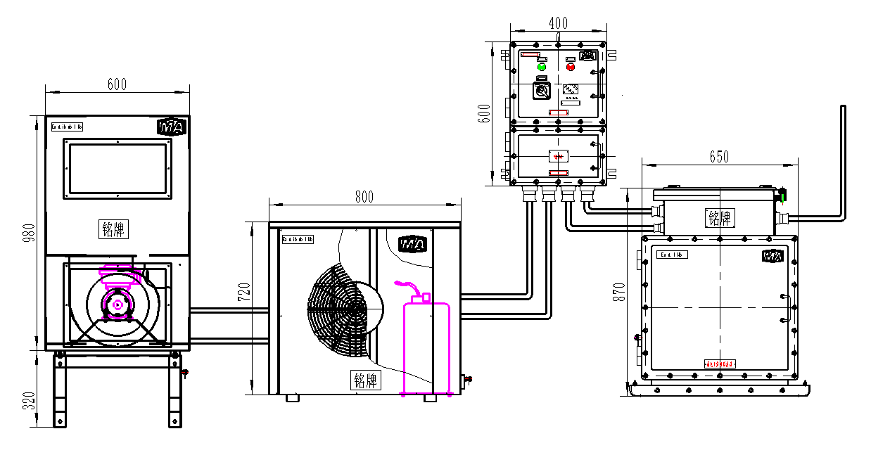 礦用防爆空調(diào)安裝尺寸圖